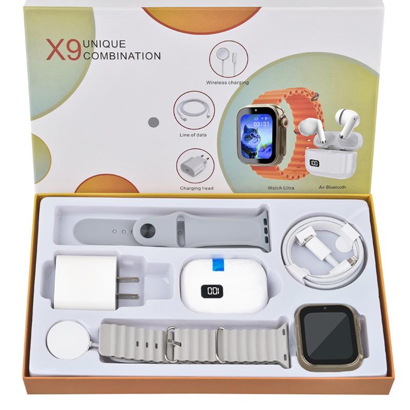 Smartwatch Set: Smartwatch, Bluetooth headphones, 20W fast charger, Type-C cable, adapter, and audio support&mdash;compact and portable. Headphone device. Wearable Smartphone Chargeable