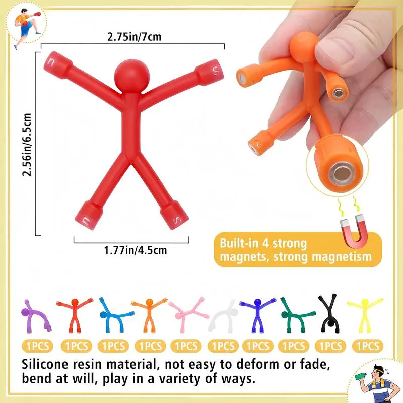 Magnetic Fidget Toys, 10-Pack Bright Solid Colors BPA-Free Sensory Building Fridge Magnets for Kids, Travel Essentials, Autism Stress Relief, Birthday Gifts Party Favors, Relaxation