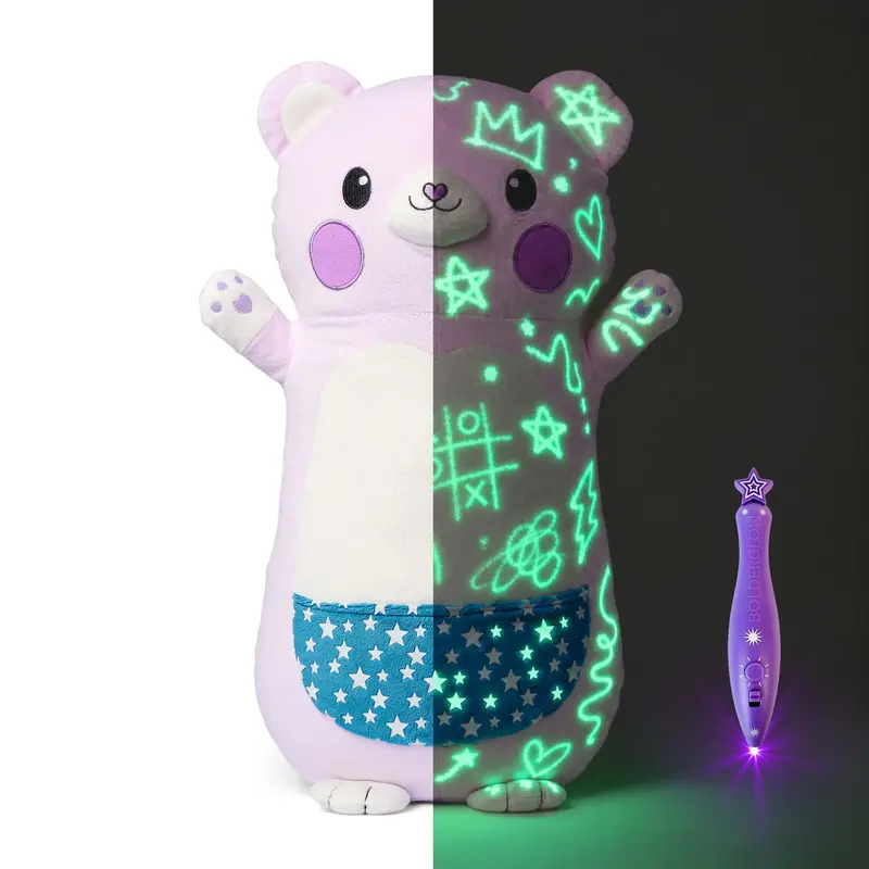 Bear Glow-in-The-Dark Plush with Light Pen, Soft & Cuddly Plush Toy for Kids, Draw with Light and Create Magical Glow Artwork