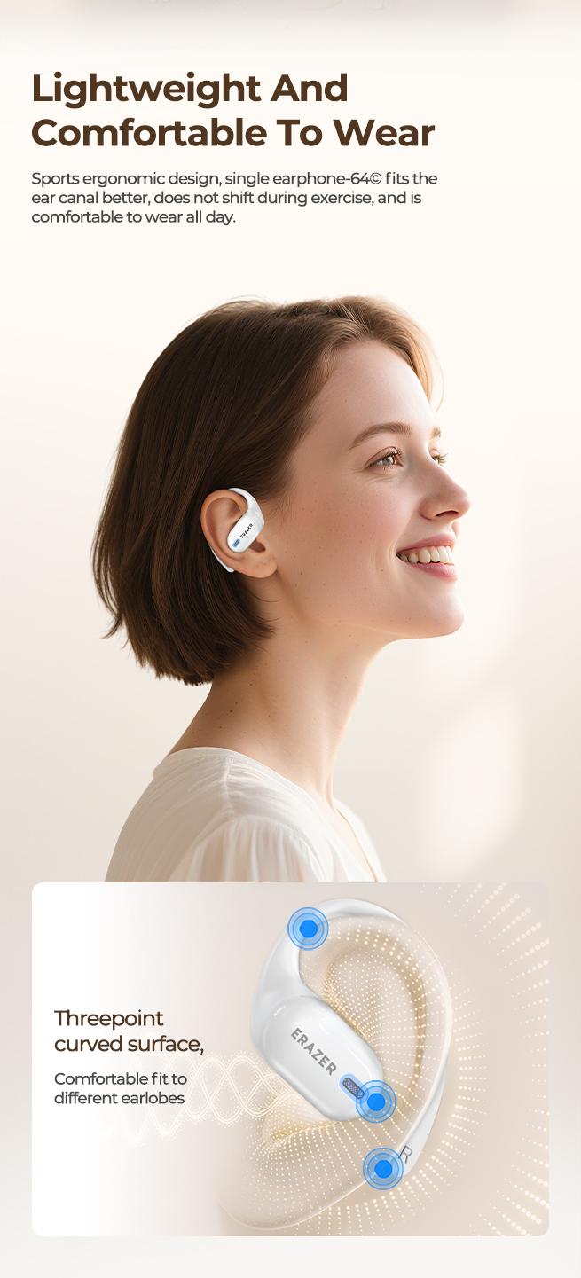 ERAZER XP18 Powerbank Earbuds,Can Charge Phones,Wireless Bluetooth Headphones, Bluetooth 6.0, OWS Earphones , Sports Headphones, High Sound Quality Headphone, Daily Waterproof Wear Comfortable for Daily Calls Compatible with Android/IOS