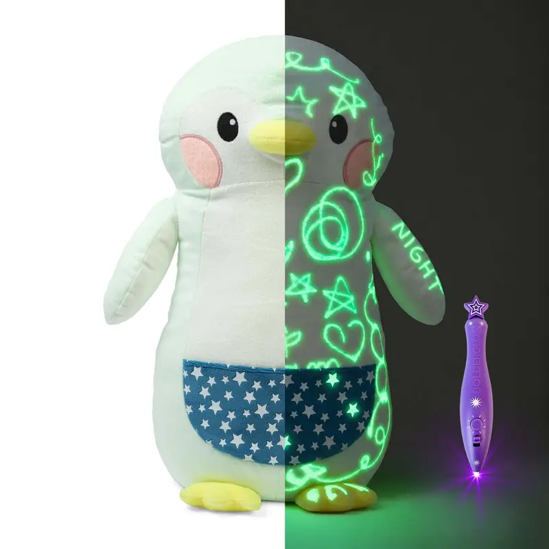 Bear Glow-in-The-Dark Plush with Light Pen, Soft & Cuddly Plush Toy for Kids, Draw with Light and Create Magical Glow Artwork