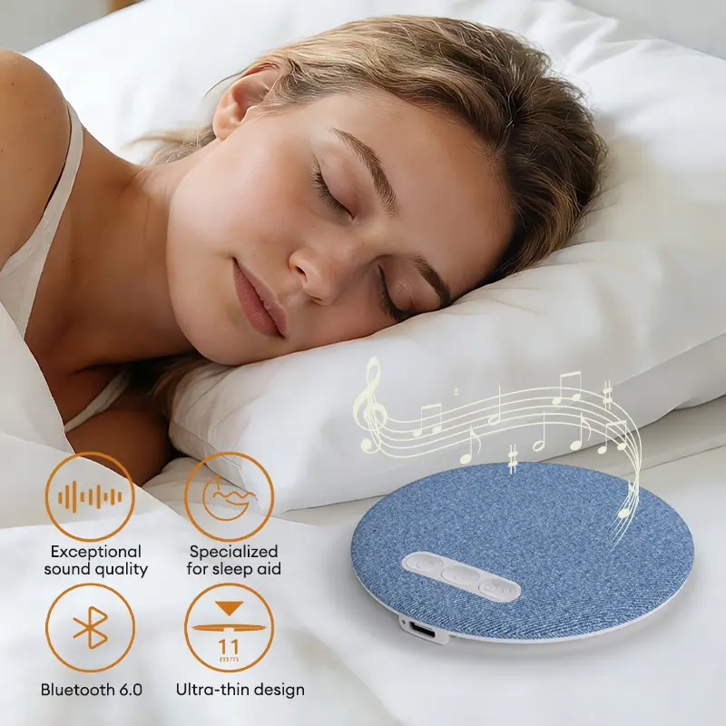 Thin Bluetooth Pillow Speaker with Bluetooth 6.0, 3D White Noise, Soft Immersive Sound Field, Pillow CD Player for Bedtime Music & Audiobooks, Headphone-Free Sleep Speaker, Compatible with Android & iOS