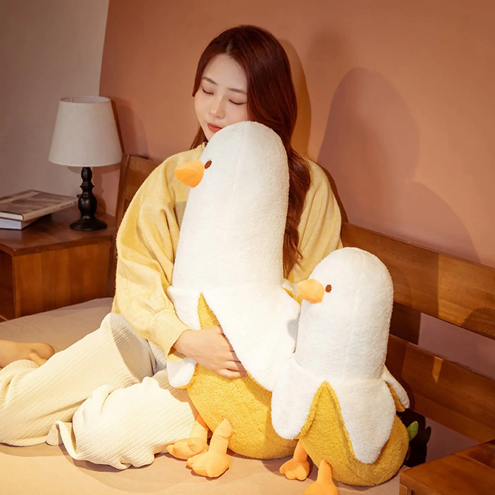 Cute Banana Duck Plush Stuffed Animal Toy for HomeDecoration Squishy Plushie Toy Comfort Plush for Gifts Soft Huggable for Parent-Child Interaction Couples & Friends Prank Toy Party Fun Gift for Kids
