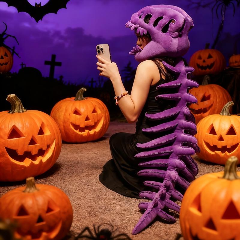 Dinosaur Skeleton Headgear Pillow, 4 Color Options Available, Unisex Cushion, Perfect for Party Cosplay and Sofa Lounging