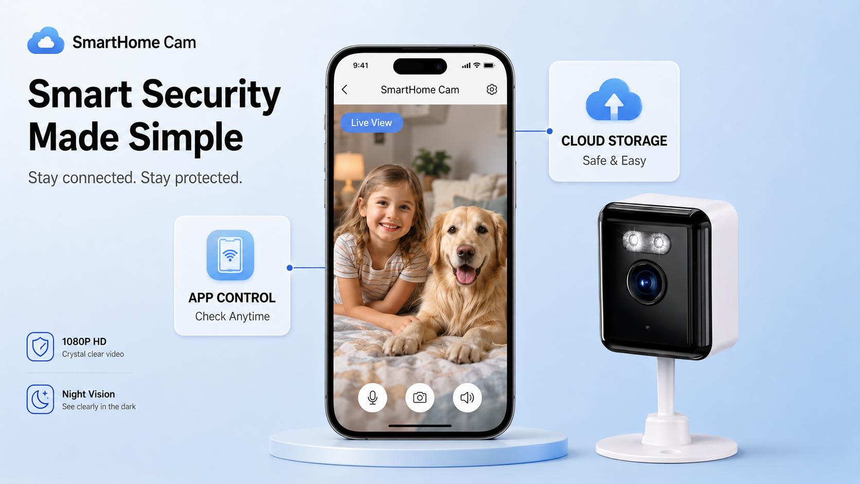 2-Pack Indoor Pet Camera, 1080P HD WiFi Security Camera for Dogs Cats Baby Monitor, Full-Color Night Vision, Motion Detection Alerts, Two-Way Audio, App Control Home Camera