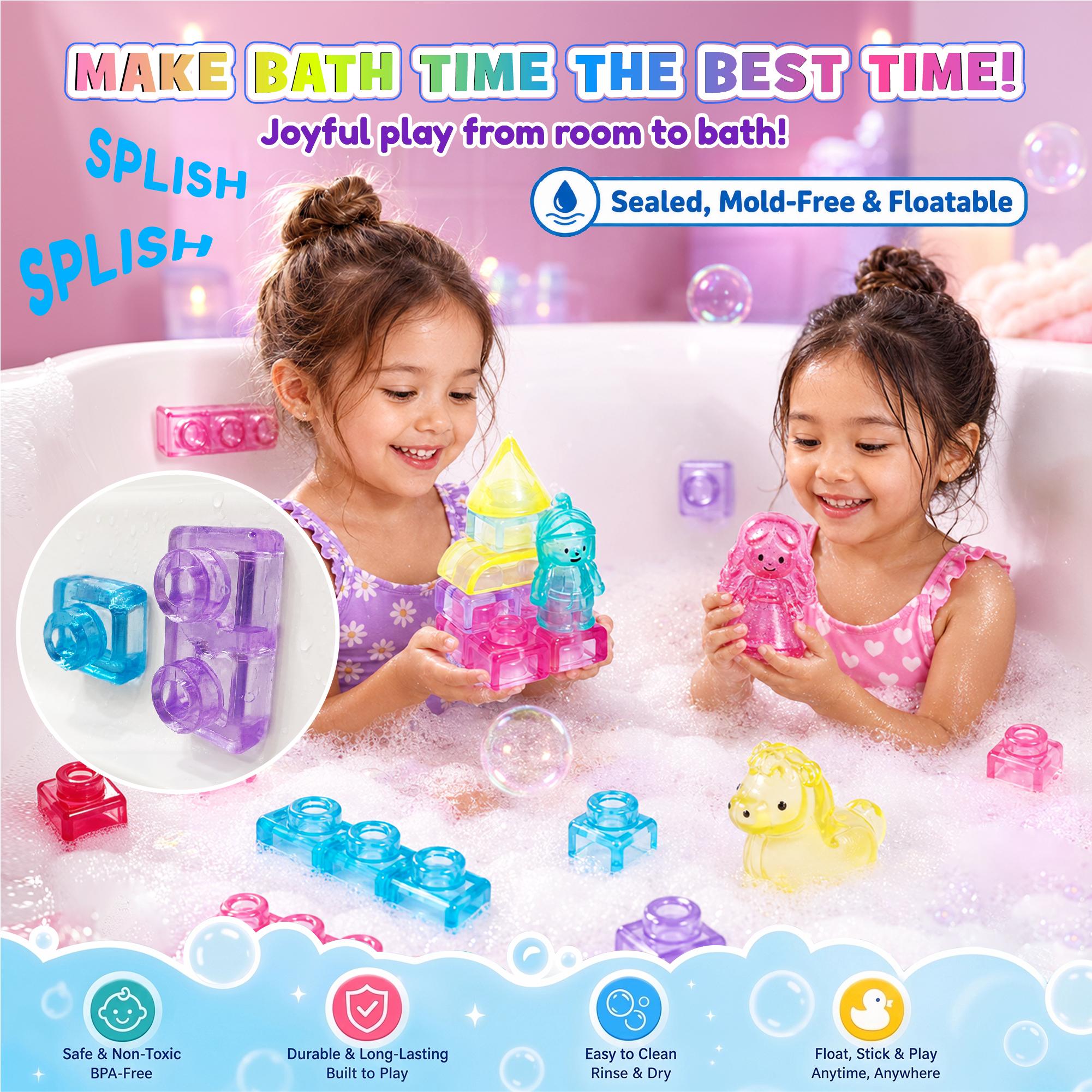 JOYSPOT Soft Jelly Building Blocks, Squishy Multi-color Stacking Building Blocks Toy Set, Non-toxic Sensory Tactile Play Toy Safe Squeezable & Stretchable Fun, Puzzle Blocks for Kids Early learning Preschool STEM Creative Construction Bath Toy Age 3+ tikt