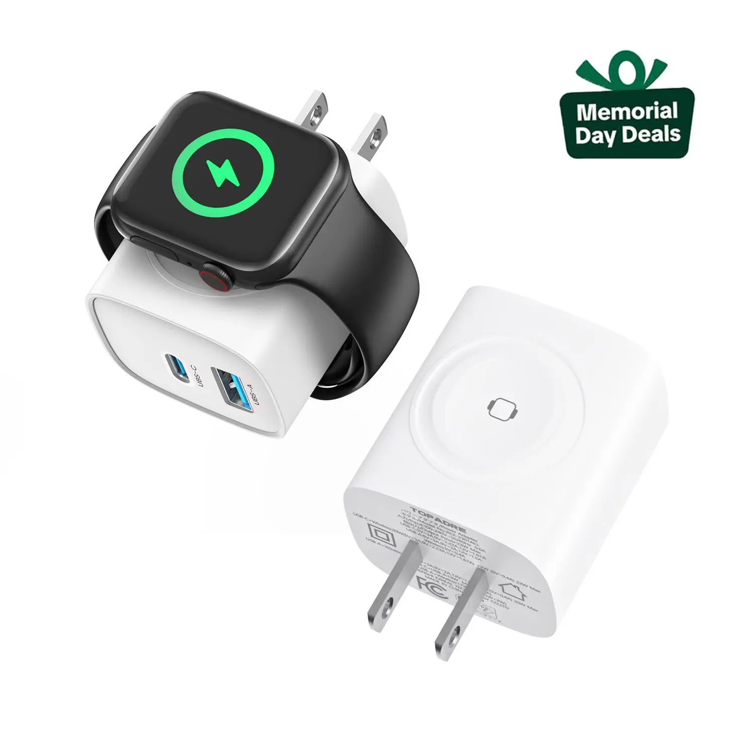 3-in-1 Magnetic Wireless Cordless PD USB-C Wall Charger Block - 20W Fast Charging, Compatible with iWatch Ultra/9/8/7/6, iPhone 17/17 Pro/16/16 Pro/15 Series, Electronic Cellphone, Apple Watch Seires