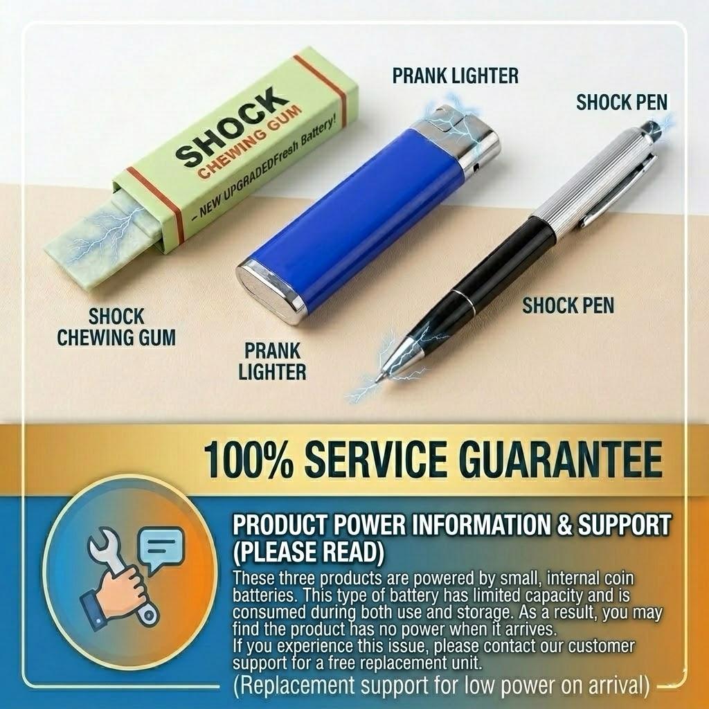 Funny Prank Kit 7PCS &ndash; Gag Gum Set with Trick Lighter, Surprise Pen & Novelty Props &ndash; Party Gift Set