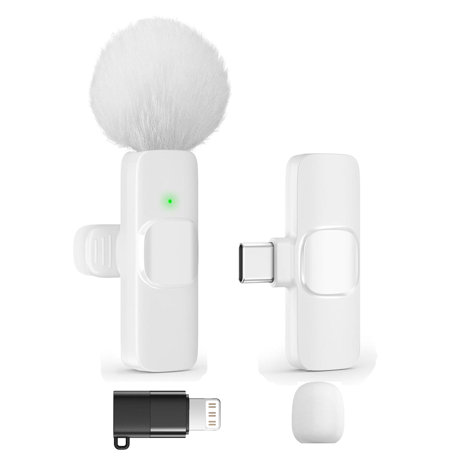 Wireless Mini Lavalier Microphone for iPhone, iPad & Android, Noise-Cancelling Plug & Play Lapel Mic for Lightning, USB-Rechargeable Microphone for Short-Video Platforms, Vlogs & Live Streaming, Live Streaming Equipment