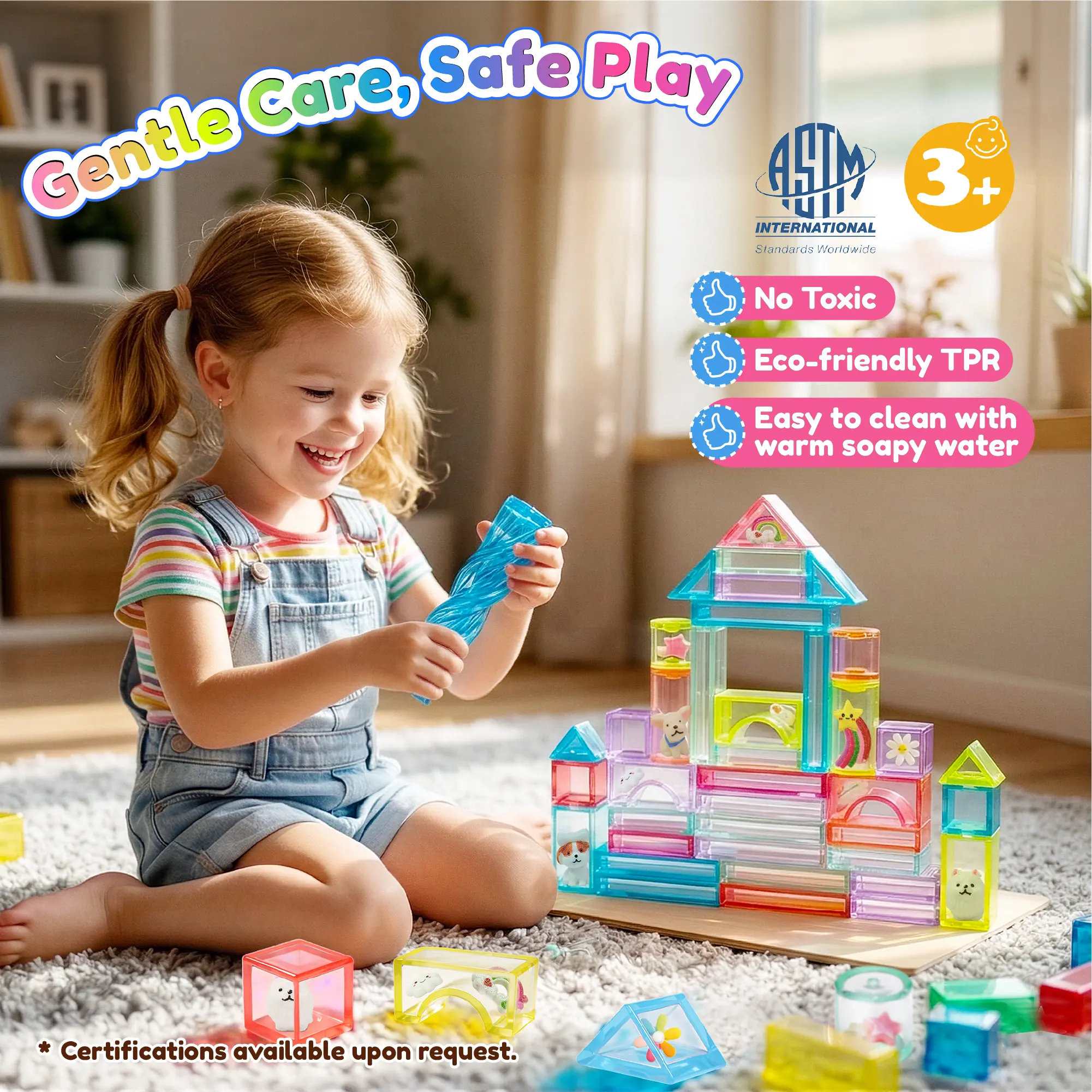 Soft Jelly Building Blocks, Squishy Multi-color Stacking Building Blocks Toy Set, Non-toxic Sensory Tactile Play Toy Safe Squeezable & Stretchable Fun, Puzzle Blocks for Kids Early learning Preschool STEM Creative Construction Bath Toy Age 3+ tikt