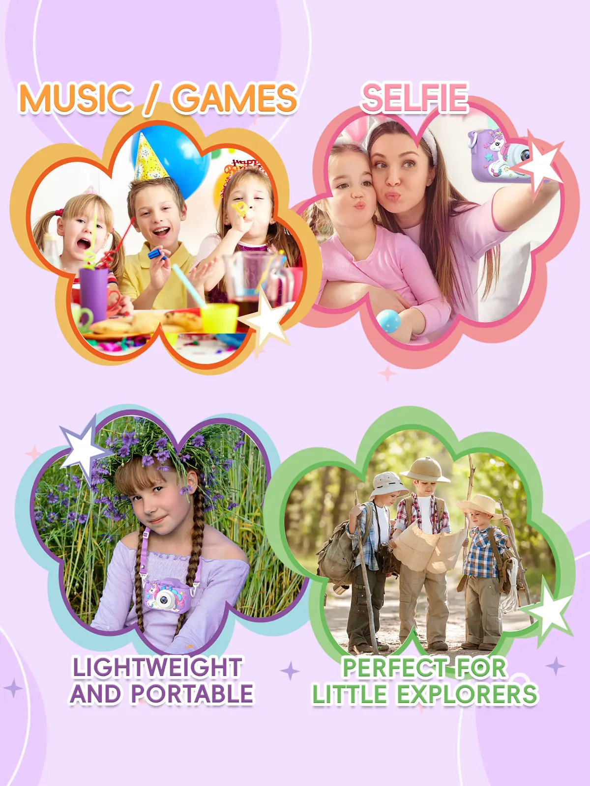 Kids Rechargeable Digital Camera with Rechargeable Battery, Selfie Mode, HD Video Recording, Cute Silicone Case