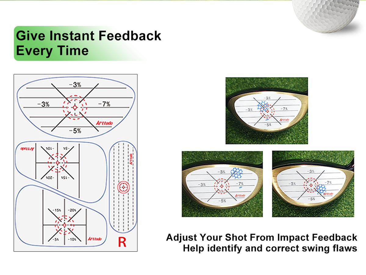 Arttodo Golf Impact Tape, Golf Impact Sticker, Golf Ball Tracker, Self-Teaching Sweet Spot and Consistency Analysis, Golf Gift Arttodo Golf Impact Tape, Golf Impact Sticker, Golf Ball Tracker, Self-Teaching Sweet Spot and Consistency Analysis, Golf Gift