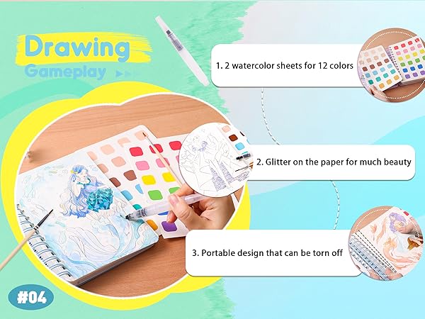 Jar Melo Poke-in 4-in-1 Diamond Painting Kits & Art Magic Princess Craft Kit Stuffers Watercolor DIY Gifts for Girls Handicraft Activities  Embroidery Design Set #Summervibes