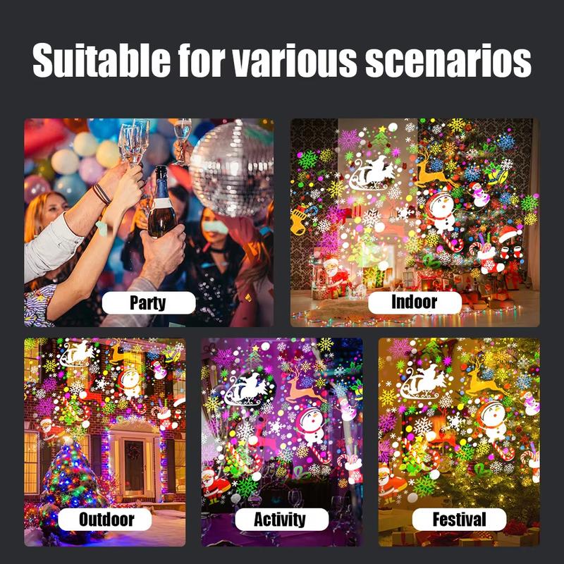 LED Christmas Projection Lamp 5V/1A with 16 Patterns USB Powered for Home & Car Use Dynamic Stage Projector for Holiday Party Atmosphere
