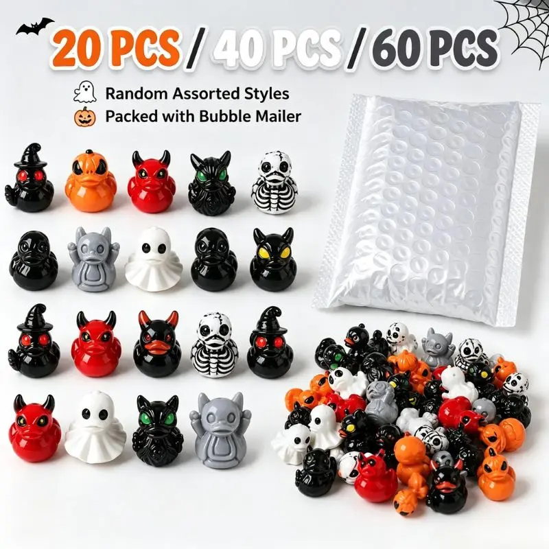 Mini Devil Ghost Skull Resin Ducks, Cute Spooky Desktop Decor, Creative Desktop Ornament, Mini Garden Ornament, Home Decor Ornament, Halloween Christmas Decoration, Party Gift, Decorative Piece, Decorative Ornaments