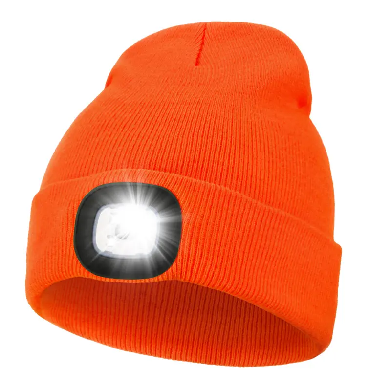 Unisex Hat with Light, USB Rechargeable Hands Free Headlamp LED Beanie, Winter Gifts for Men Dad Father Husband Him