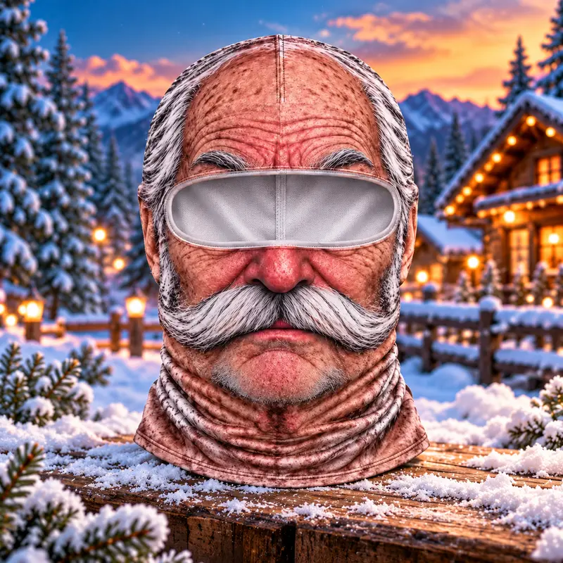 Funny Old Man Face Balaclava Mask, Dralon Thermal Fabric Winter Ski Mask, Warm Wind-Resistant Full Face Cover, Novelty Outdoor Headwear for Men & Women, Skiing, Cycling, Hiking & Winter Activities