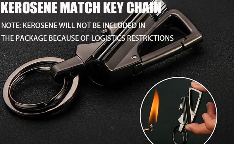 Permanent Match Infinity Lighter, Reusable Waterproof Flint Fire Starter with Keychain and Bottle Opener, Windproof Metal Kerosene Lighter for Outdoor Camping Hiking Survival (Not Include Lighter Fluid)