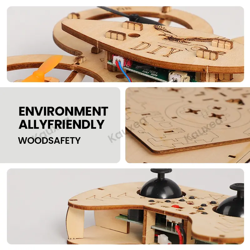 Beginner RC Wooden Training Toy Set with Remote Control and Batteries - DIY Assembly