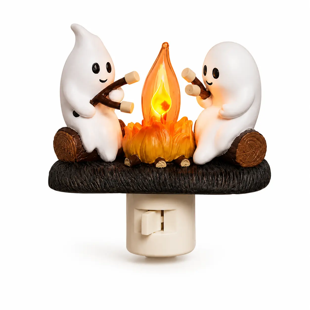 3D Flickering Campfire Night Light - Halloween & Christmas Decor, Resin Indoor Holiday Light