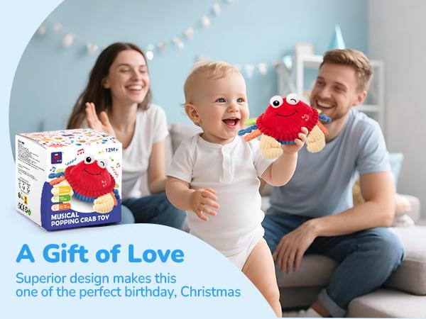 Hahaland Musical Crab Plush Toy - 48 Songs & Repeat What You Say - Crawling Musical Dancing Walking Bouncing Moving Bouncing Talking Learning Crab-Sensory Toddler Toys for Birthday Tummy Time Toy 0-3 Months/6-12 Months,Mothersdaygift/newborngift