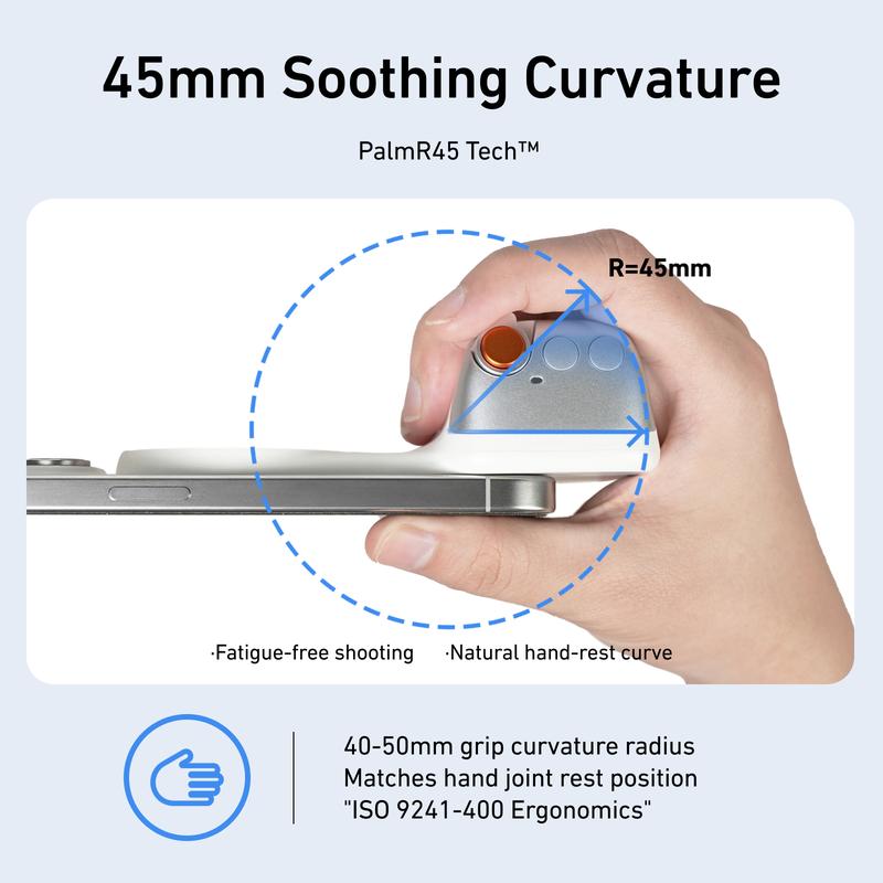 Magnetic Phone Camera Grip with Wireless Shutter – DSLR-Style Handle for iPhone & Android, 1/4" Screw, Ergonomic Design, Perfect for Vlogging, Selfies, and Steady Shots