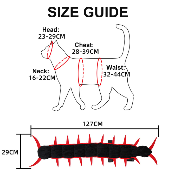 Cat Centipede Costume | Soft Plush, Adjustable Fit