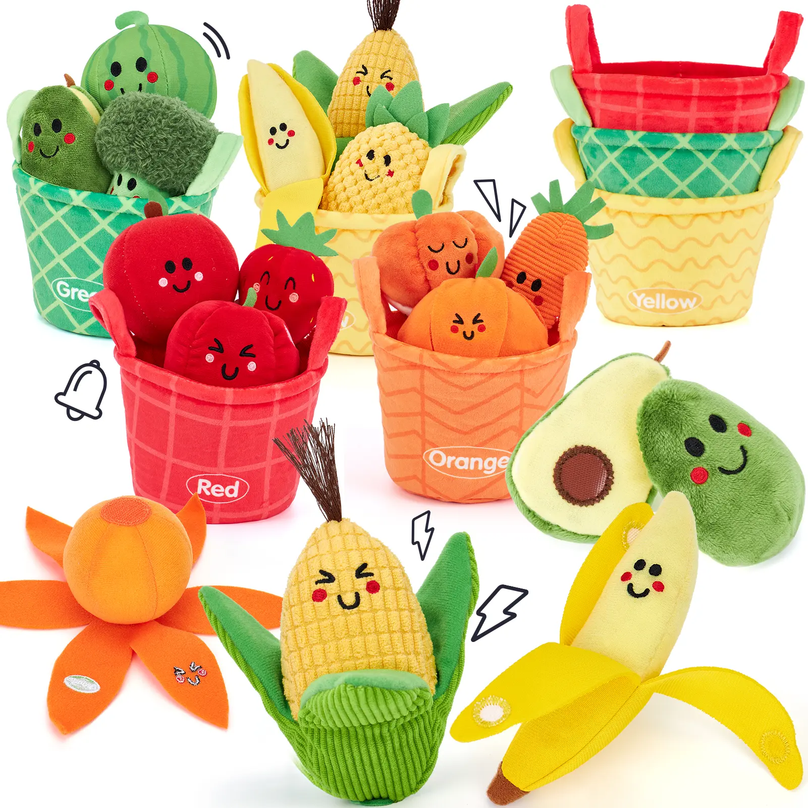 16Pcs My First Fruit Vegetable Color Sorting Play Food-Crinkle,Rattle,preschool Toy,Baby Toys 6-12 Months Montessori learning Toys for 1 Year Old Boy Girl Gifts,Mothersdaygift/Newborngift,summervibes