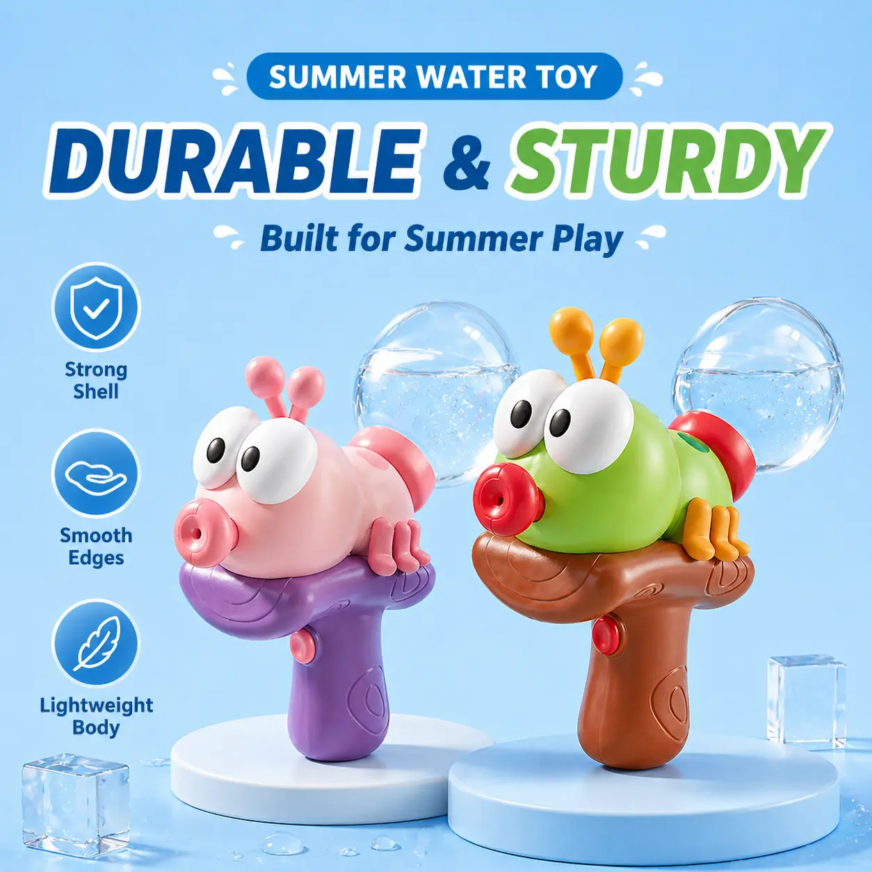 Electric Water Blaster Toy for Kids, Summer Water Blaster Pool Toy with Cute Animal Design, One-Touch Spray Splash Toy for Beach Backyard Outdoor Play Boys Girls