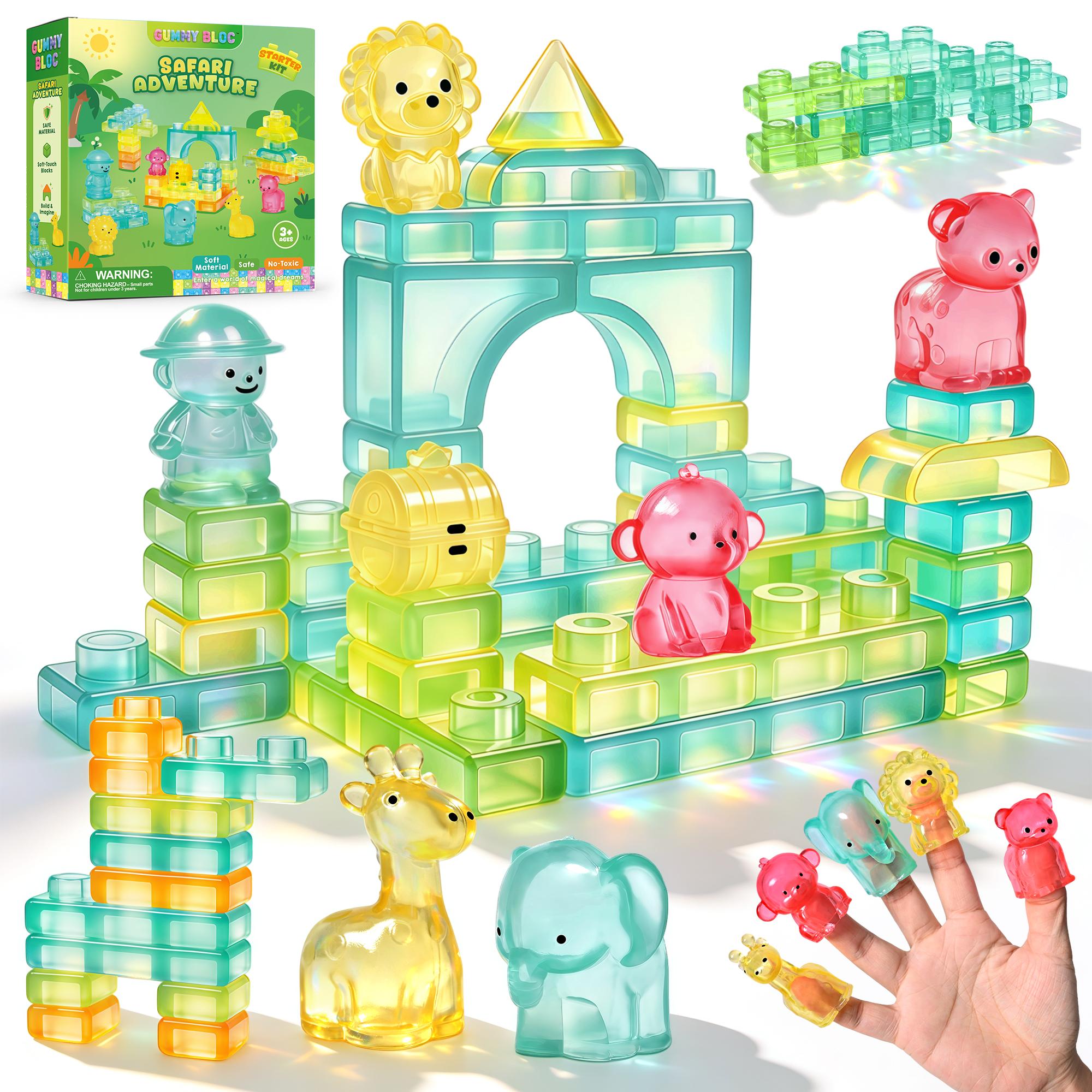JOYSPOT Soft Jelly Building Blocks, Squishy Multi-color Stacking Building Blocks Toy Set, Non-toxic Sensory Tactile Play Toy Safe Squeezable & Stretchable Fun, Puzzle Blocks for Kids Early learning Preschool STEM Creative Construction Bath Toy Age 3+ tikt