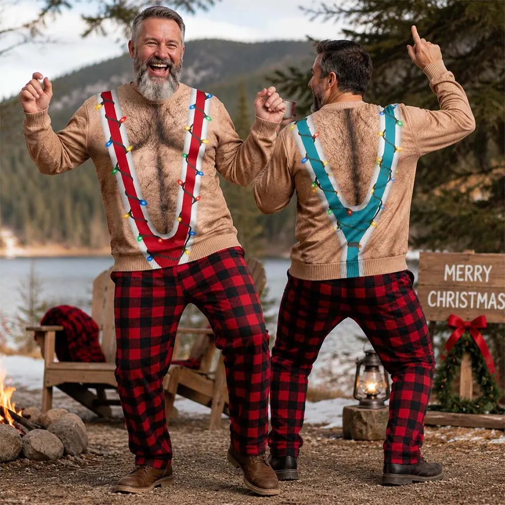 Soft, playful plaid knit loungewear sweatshirt—a fun, novelty Christmas gift.