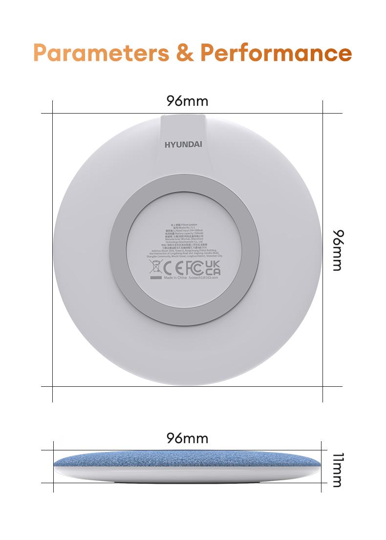 HYUNDAI S1 Ultra-Thin Bluetooth Pillow Speaker with Bluetooth 6.0, 3D White Noise, Soft Immersive Sound Field, Pillow CD Player for Bedtime Music & Audiobooks, Headphone-Free Sleep Speaker, Compatible with Android & iOS
