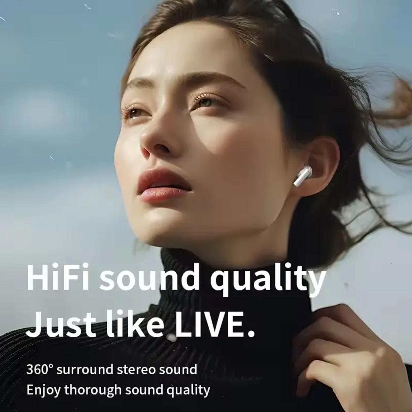 Bluetooth Earbuds with Active Noise Cancellation Adaptive Audio, USB-C Charging Case, Long Battery Life, Automatic Intelligent Matching Compatible with All Systems, Suitable for Listening to Music and Watching Movies