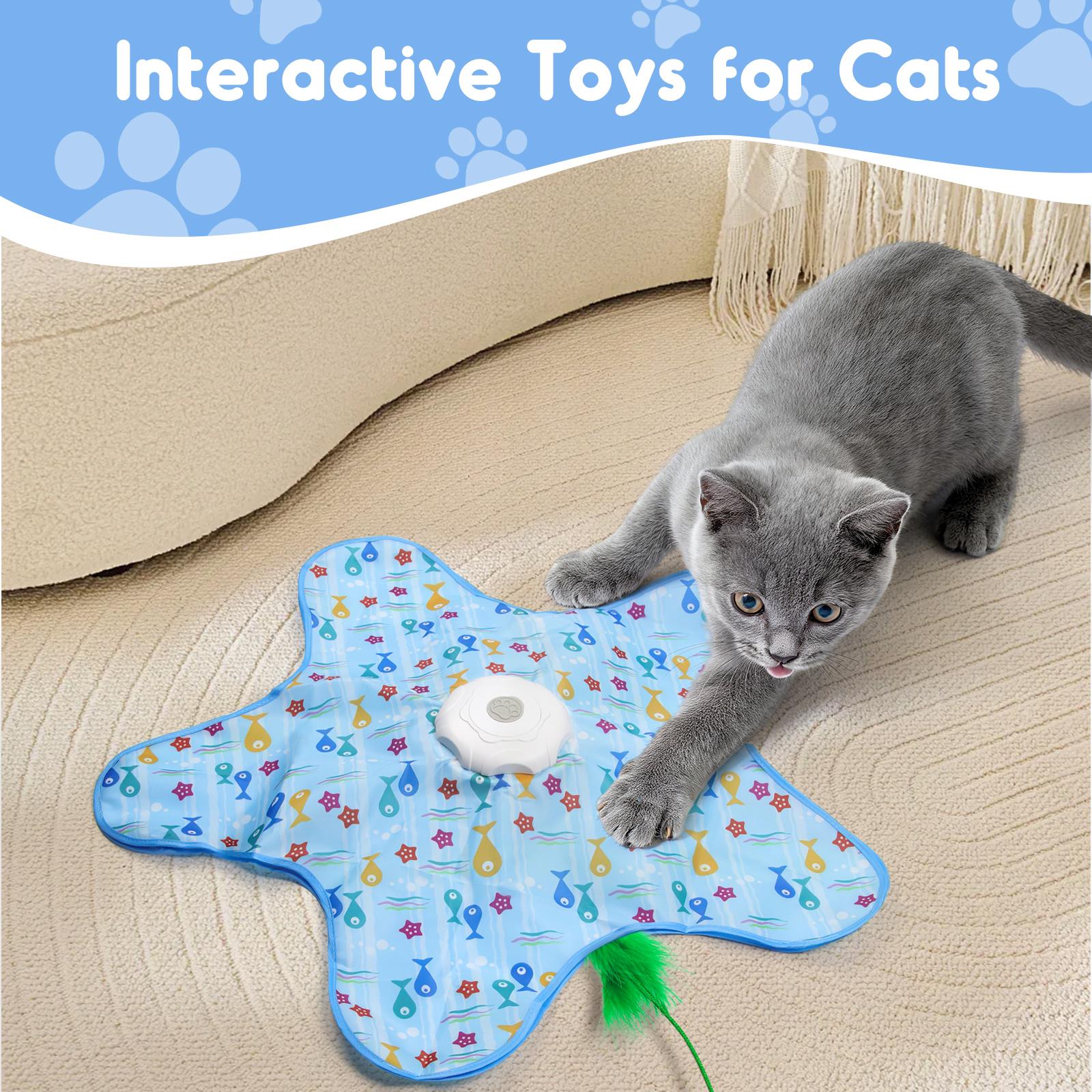 Interactive Unpredicatable Moving Feather Hunting Cat Toy , Hide and Seek Rechargeable Cat toy for bored cat,Automatic Chargeable，Indoor Exercise & Boredom Relief for All Breeds cats , Essential for Petlovers