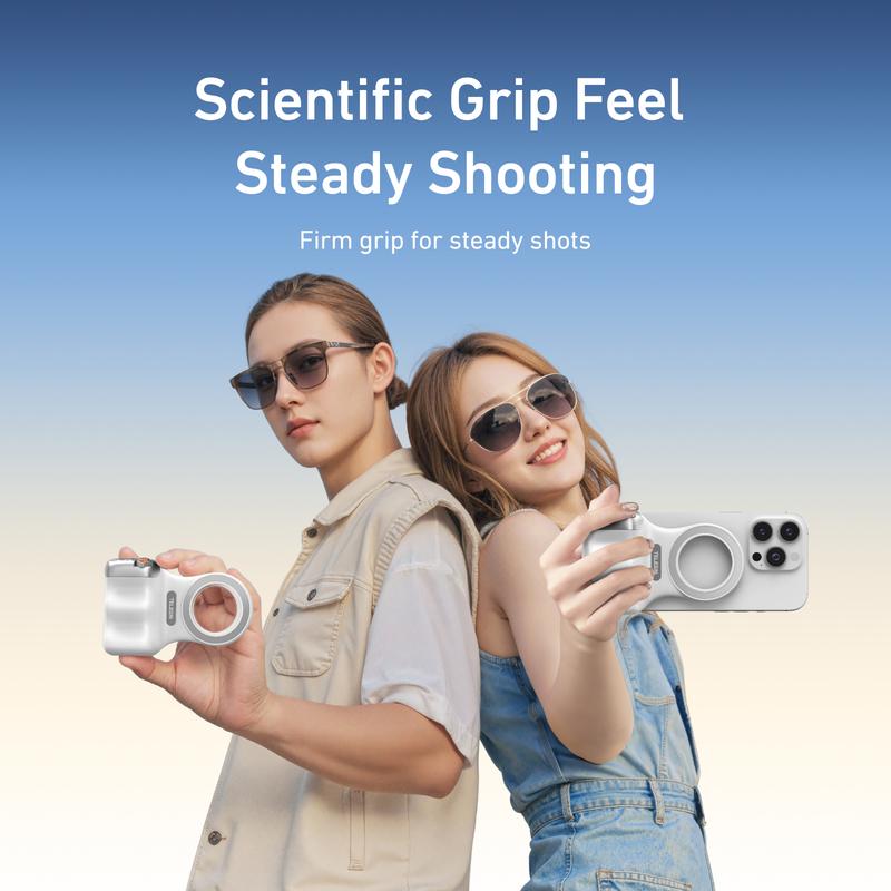 Magnetic Phone Camera Grip with Wireless Shutter – DSLR-Style Handle for iPhone & Android, 1/4" Screw, Ergonomic Design, Perfect for Vlogging, Selfies, and Steady Shots