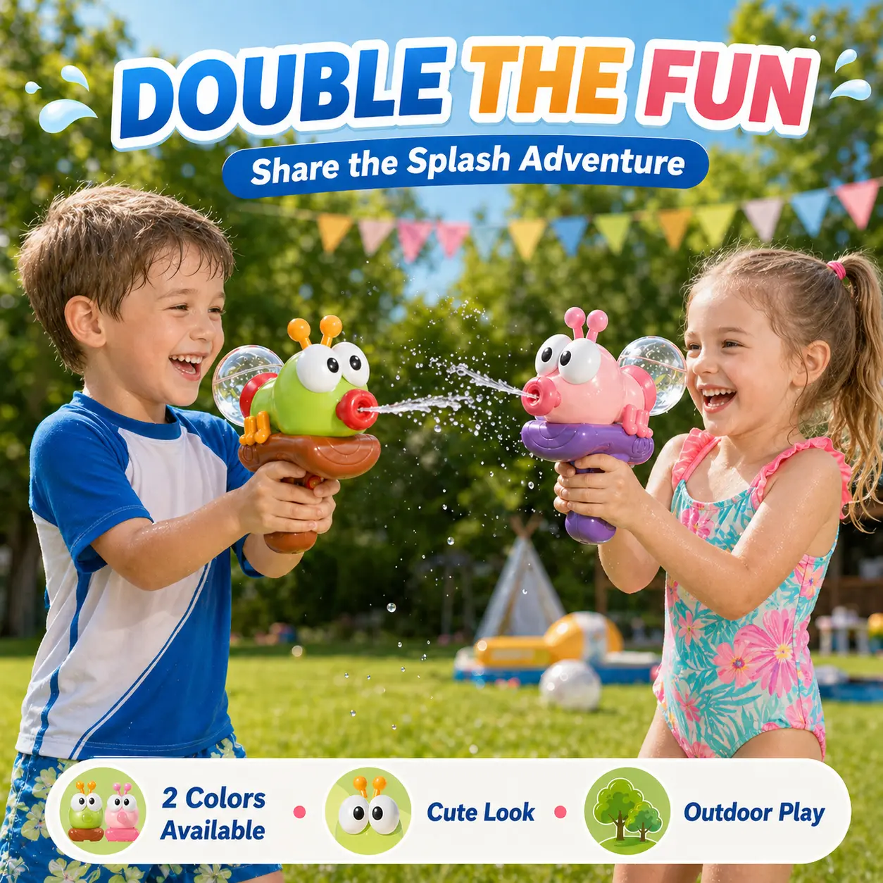 Electric Water Blaster Toy for Kids, Summer Water Blaster Pool Toy with Cute Animal Design, One-Touch Spray Splash Toy for Beach Backyard Outdoor Play Boys Girls