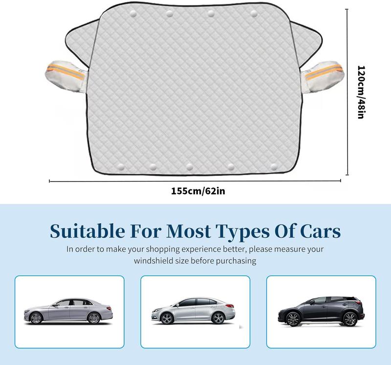 LEIBOO 48''X64'' Car Windshield Snow Cover Sun Shade Winter Dust Rain Ice Frost Guard Protector - Durable Design for Winter Weather Protection & Summer sunshade