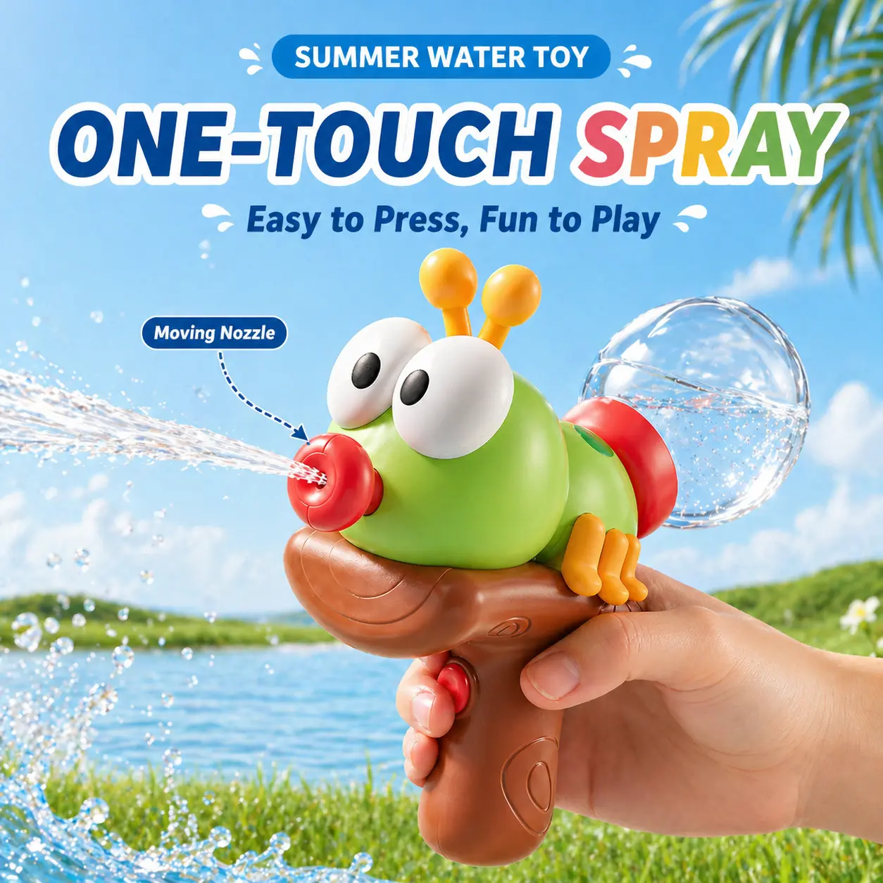 Electric Water Blaster Toy for Kids, Summer Water Blaster Pool Toy with Cute Animal Design, One-Touch Spray Splash Toy for Beach Backyard Outdoor Play Boys Girls