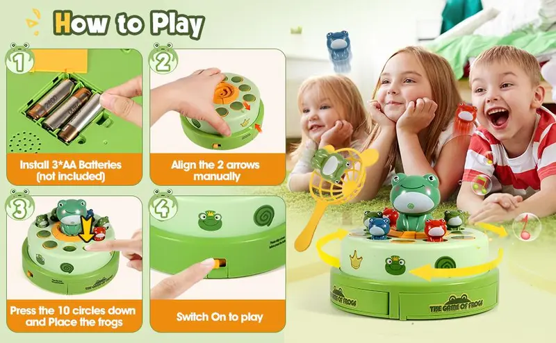 Unisex Kids' Frog Animal Bounce & Catch Board Game Toy - Musical Spinning Launcher, 2 Play Modes (Round Spin, Launch Board), Sticker, 3-4 Years+, 7 × 2.75 × 5.5 In Cool Gift (Game Night, Birthday) Unisex Kids' Frog Animal Bounce & Catch Board Game Toy - Musical Spinning Launcher, 2 Play Modes (Round Spin, Launch Board), Sticker, 3-4 Years+, 7 × 2.75 × 5.5 In Cool Gift (Game Night, Birthday)