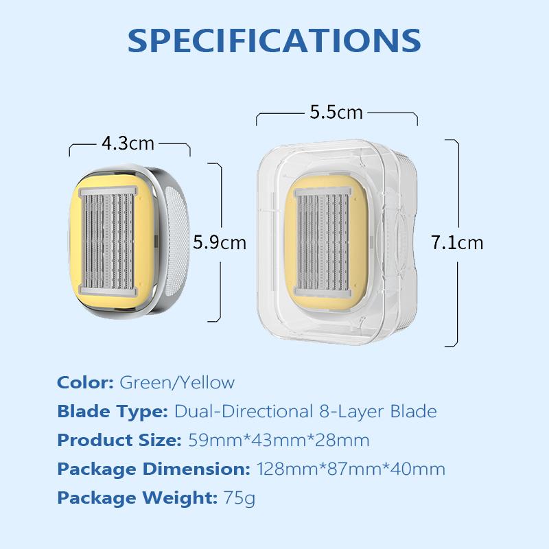 Bald Head Razor for Men - Dual-Directional 8-Layer Blade Head Shaver, Anti-Scratch Comb & Anti-Bump Design, Full-Body Waterproof Washable, Replaceable Heads & Full-Body Shaving (Legs/Arms), Sensitive Skin Friendly, Ideal for Daily/Travel/Gift Use