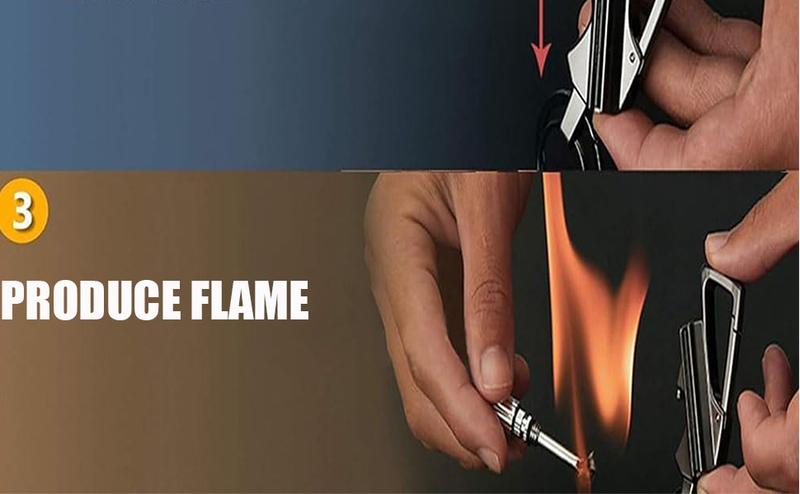 Permanent Match Infinity Lighter, Reusable Waterproof Flint Fire Starter with Keychain and Bottle Opener, Windproof Metal Kerosene Lighter for Outdoor Camping Hiking Survival (Not Include Lighter Fluid)