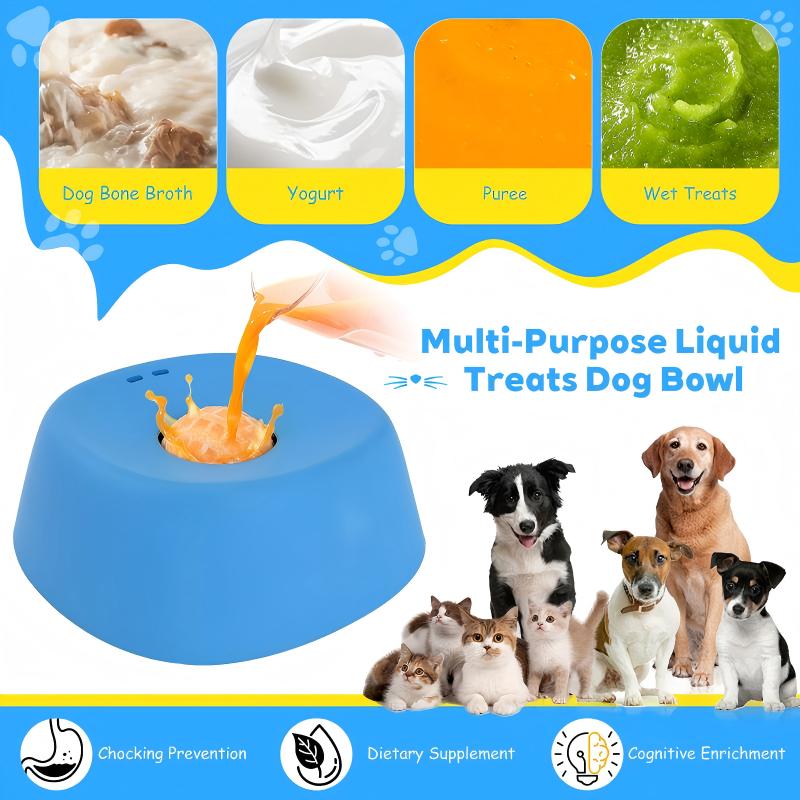 Yipetor Slow Feeder Dog Bowls for Liquid Treat, [Built-in Rolling Ball] No Spill Bone Broth Dog Licking Bowl, Multi-Purpose Puppy Yogurt Feeder Bowl for All Breeds Dietary Supplement/Post-op Nutrition Feeding