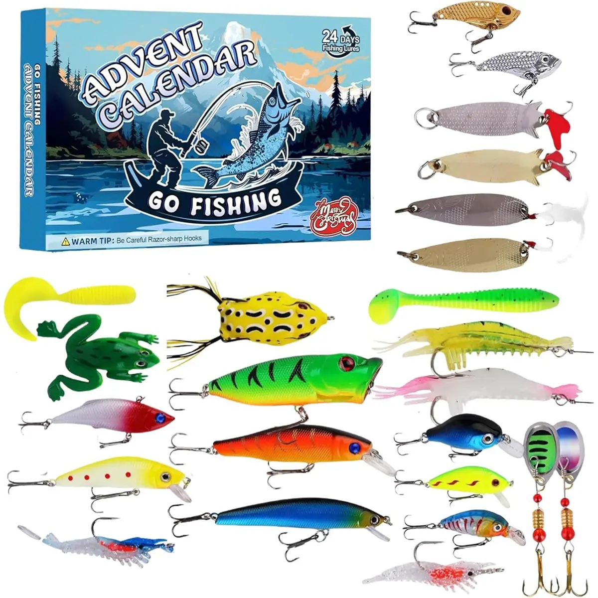 Fishing Lure Advent Calendar 24-Day Tackle Set