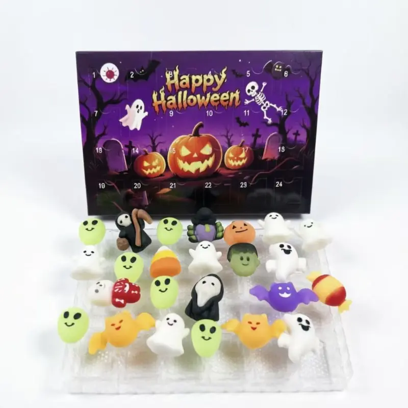 Christmas Squishy Advent Calendar Bundle | Halloween & Holiday Fidget Toy Countdown Calendars, 24 Surprise Squishies Each