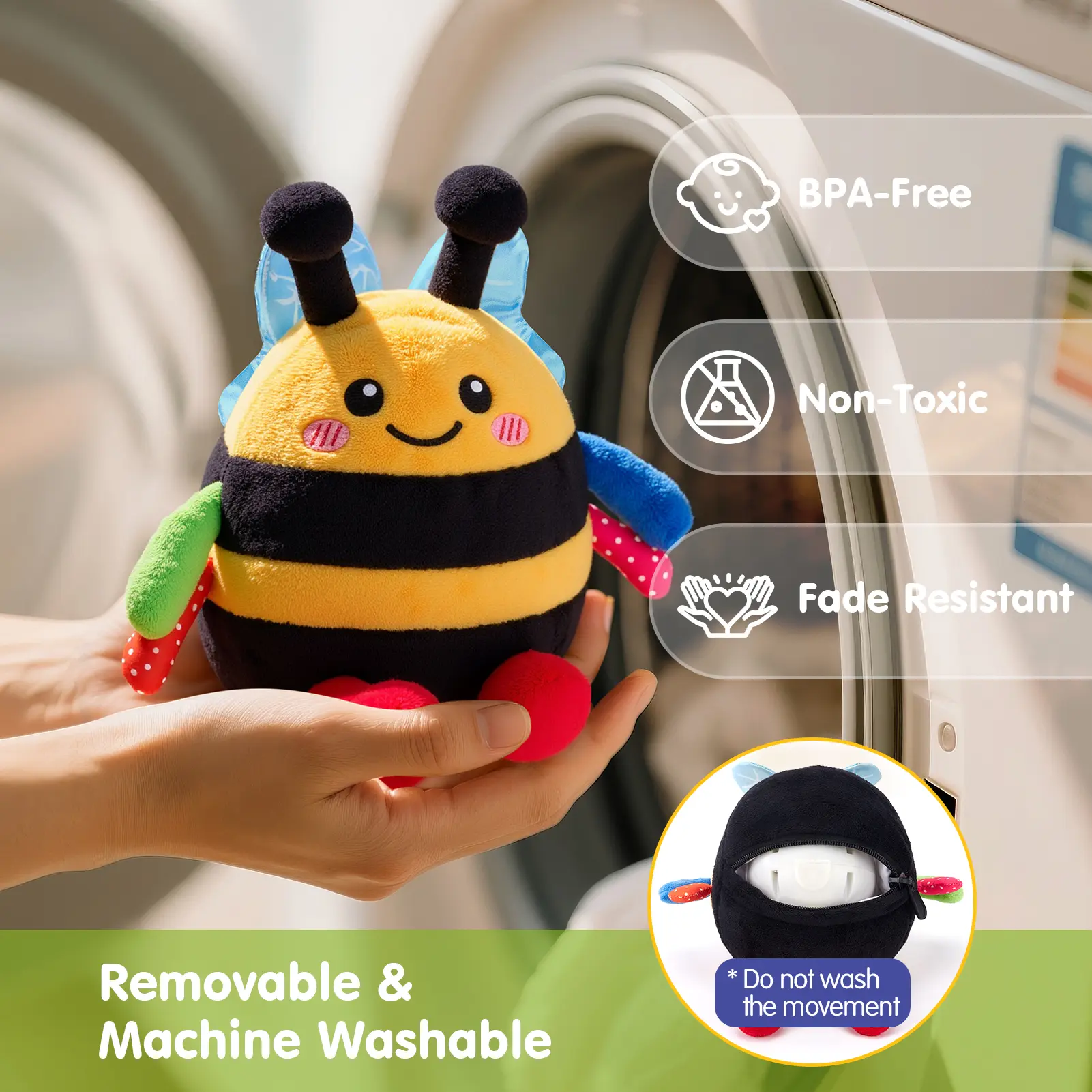 Crawling Musical Dancing Bouncing Learning Bee Plush,Abeja que baila/Abeja que canta/ Interactive,48 Songs & Repeat what you say,Tummy Time Toy infant toy for Birthday 0-3 Months/6-12 Months,Cute Gifts Play