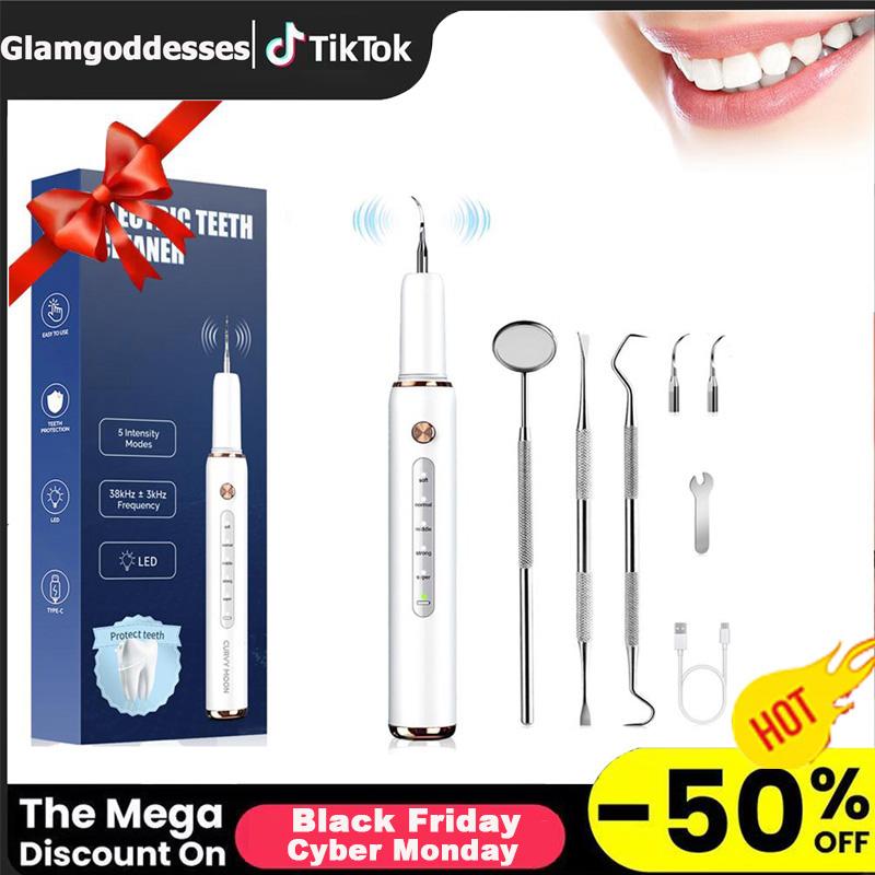 Rechargeable Electric Teeth Cleaning Tool with Replacement Heads & Manual Auxiliary Cleaning Tools, Oral Irrigator for Home Use, Tartar Remover for Teeth,Remover Teeth Cleaning Kit