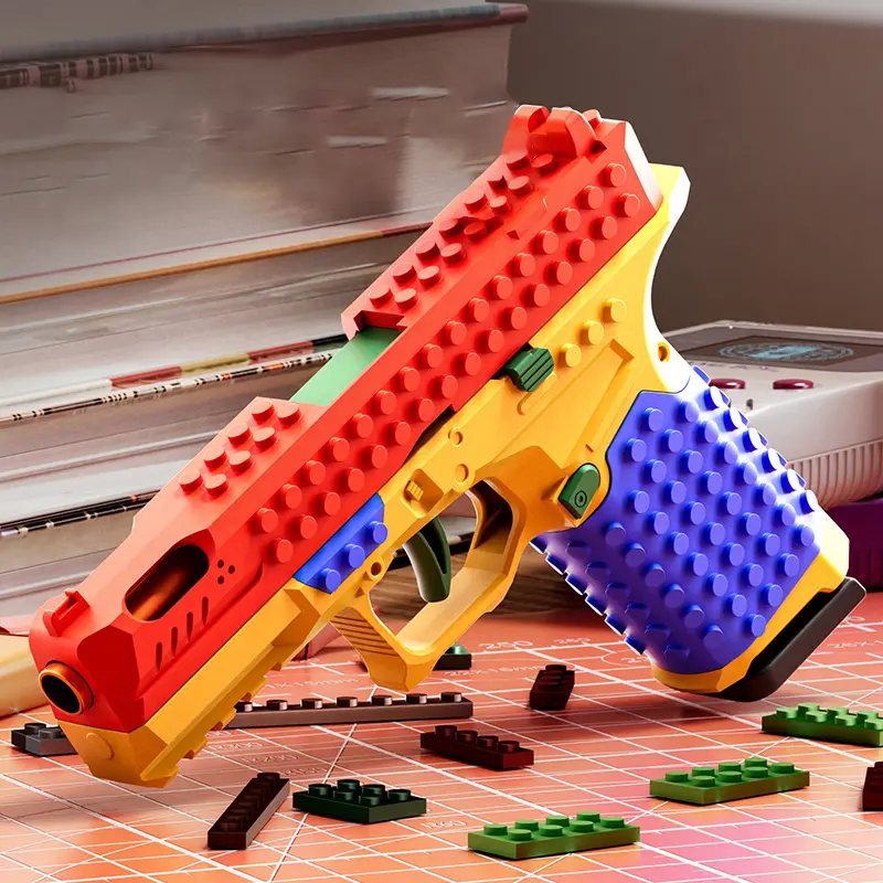 BAZILBAZOS-[BONUS TARGET INCLUDED]–Tactical DIY Building Block Handle Set, Build-Your-Own Multiplayer Strategy Toy for Outdoor Team Activities, Creative Festival Gift