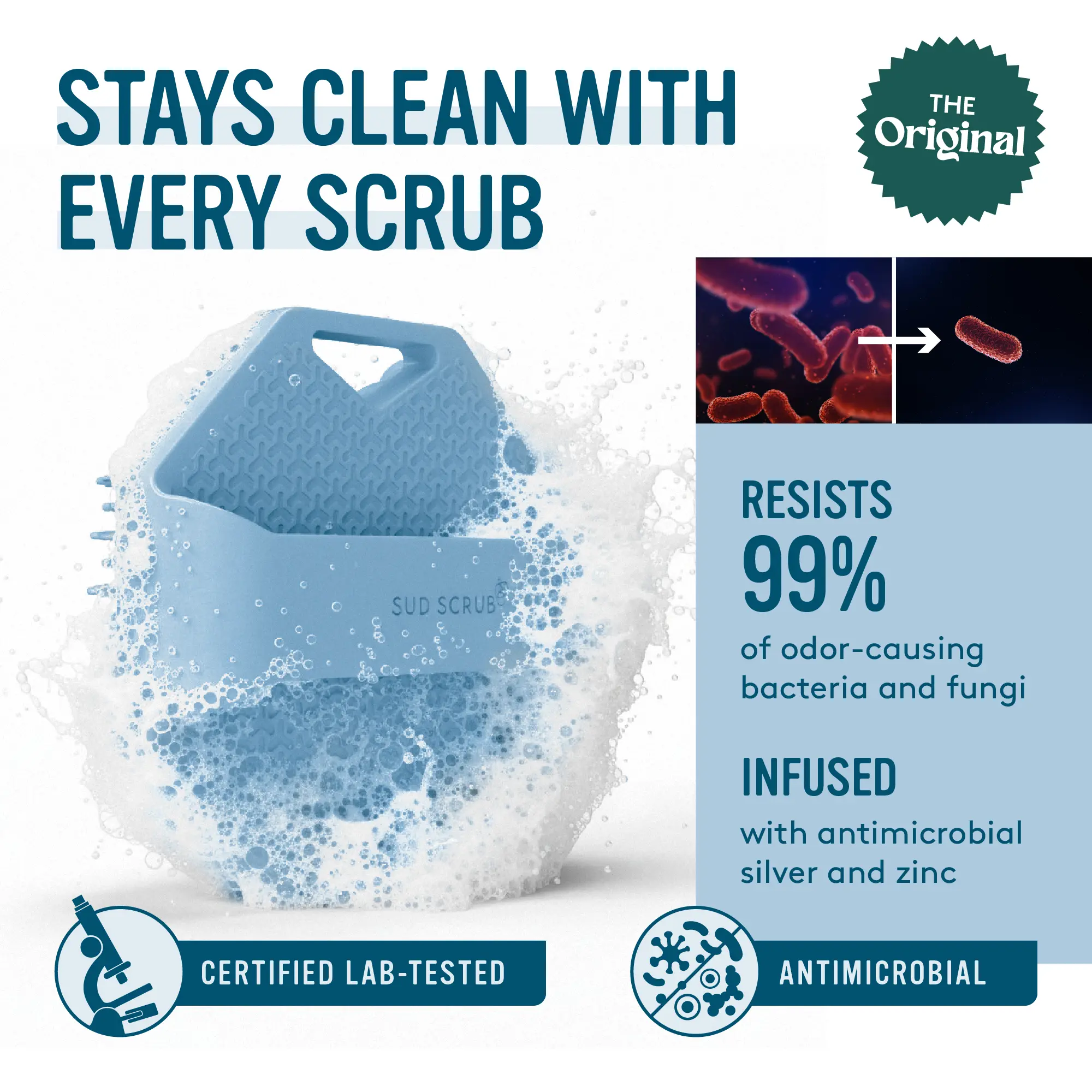 Body Scrubber – Antimicrobial Silicone Shower Brush for Sensitive Skin & Body Breakouts | Exfoliating Body Cleanser for Dead Skin Removal, Deep Clean, Oily Skin, Smooth Skin, Shower Tool for Men & Women