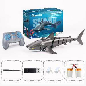 Summervibes Remote Control Shark Toys 1:18 High Simulation Scale Fish with Light for Lake Bathroom Pool 2.4g Electric RC Boat Birthday Couple Christmas Gifts