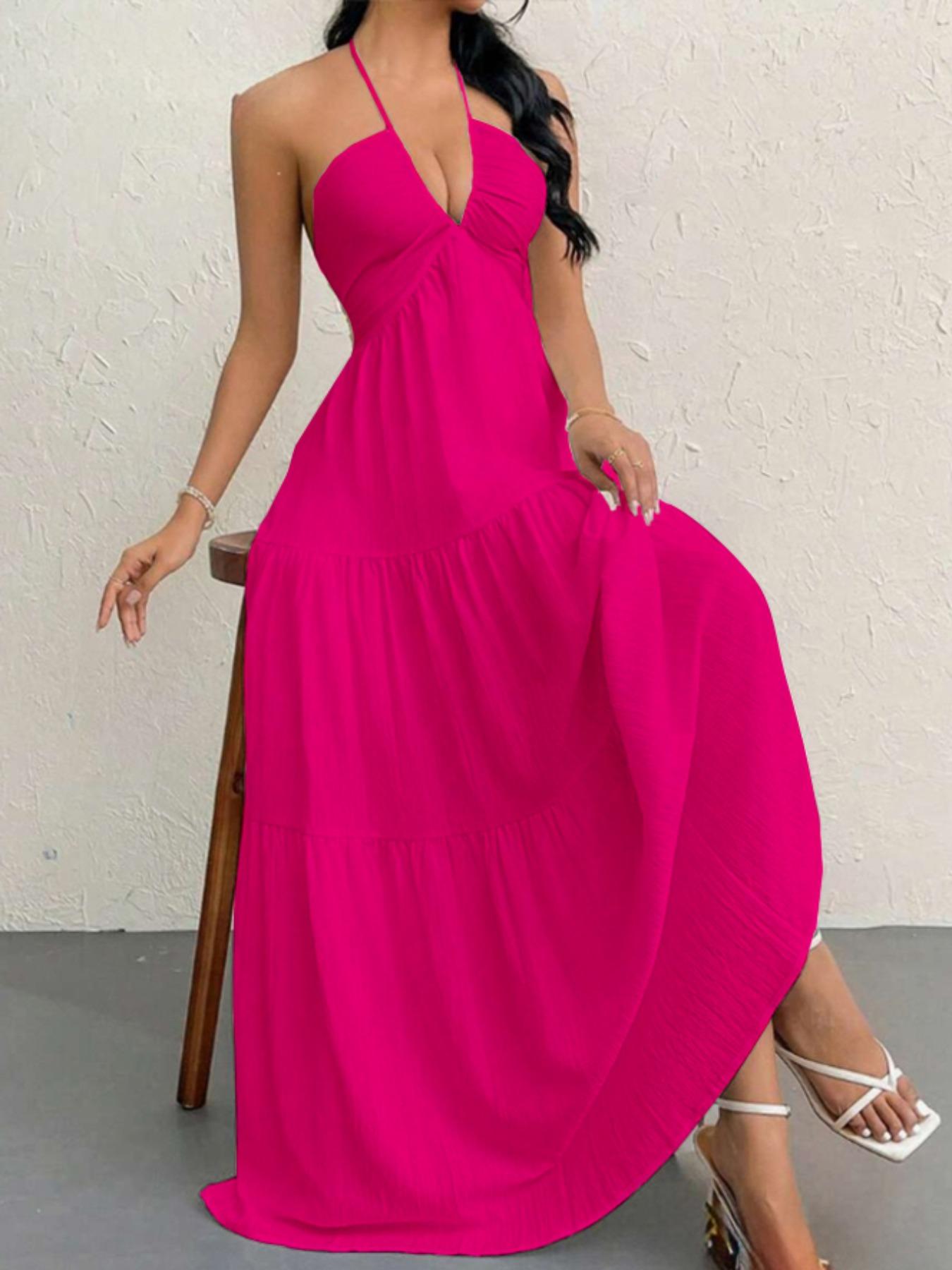 Women's Plain Dress, Summer Clothes Women, Casual Basic Loose Fit Sleeveless Dress for Beach Holiday Vacation, Ladies Summer Clothes, Women's Clothing, Womenswear, Dresses for Party, Minimalist A Line Dress